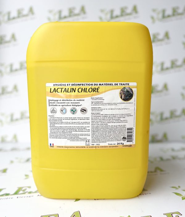 Lactalin Chloré,, produit de nettoyage et de désinfection du matériel de traite, L.E.A, société de négoce agricole, Villeneuve-en-Perseigne.